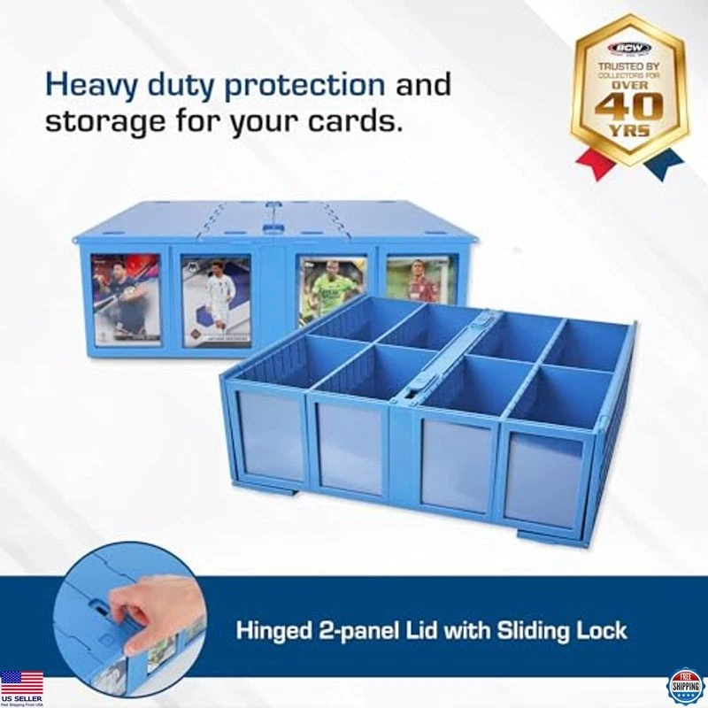 Cubo de tarjetas coleccionables BCW - azul | tiene capacidad para 3200 tarjetas | Incluye 4 divisores | Foto 2 de 4