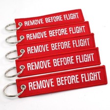 5PCS Aviation Remove Before Flight Keychain – Double Sided Embroidered Jet Tag