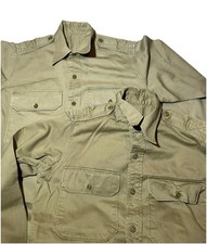 Vintage 50s Korean War Shirt Small Medium Khaki Tan 1949 Dated Lot of 2 Twill
