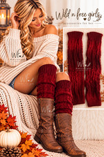 Women  s Leg warmers Ombre RED Knee high Fall/Winter Gift Boot topper