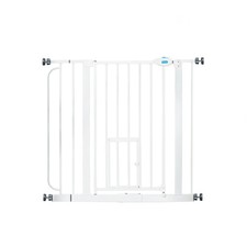 Adjustable metal pet safety gate with door