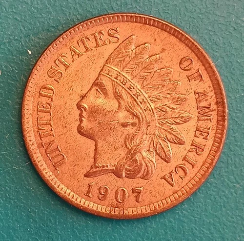 1907 Indian Head Small Cent Bronze RB Philadelphia XF- AU  see pictures