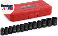 13 Pieces 3/8-Inch Drive Impact Socket Set, 6-Point, Metric, Shallow, CR-V, 7Mm