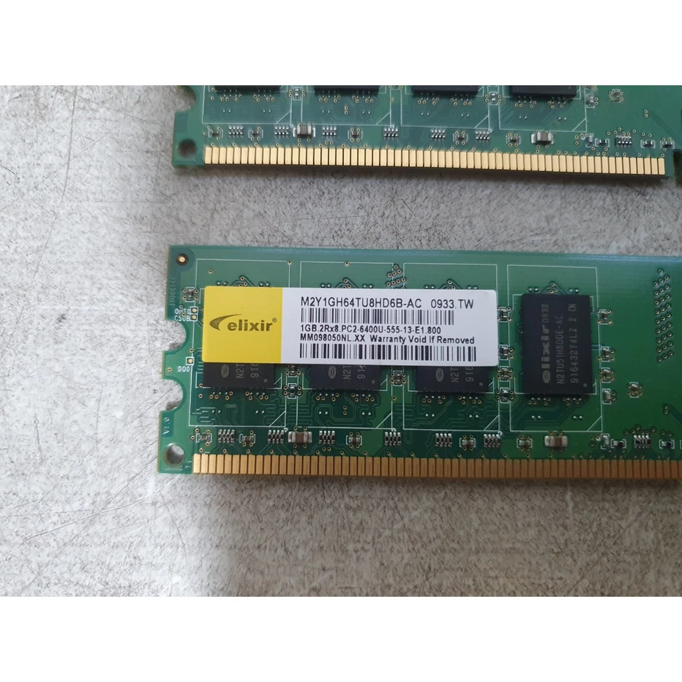 Lot of 2 Elixir M2Y1GH64TU8HD6B-AC Memory Module 1-GB 800Mhz DDR2-RAM PC2-6400U - Image 3 of 4