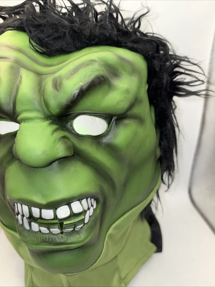 MARVEL INCREDIBLE HULK FULL FACE LATEX MASK YOUTH 5/6 WITH HAIR COSPLAY HALLOWEE - Image 3 of 4
