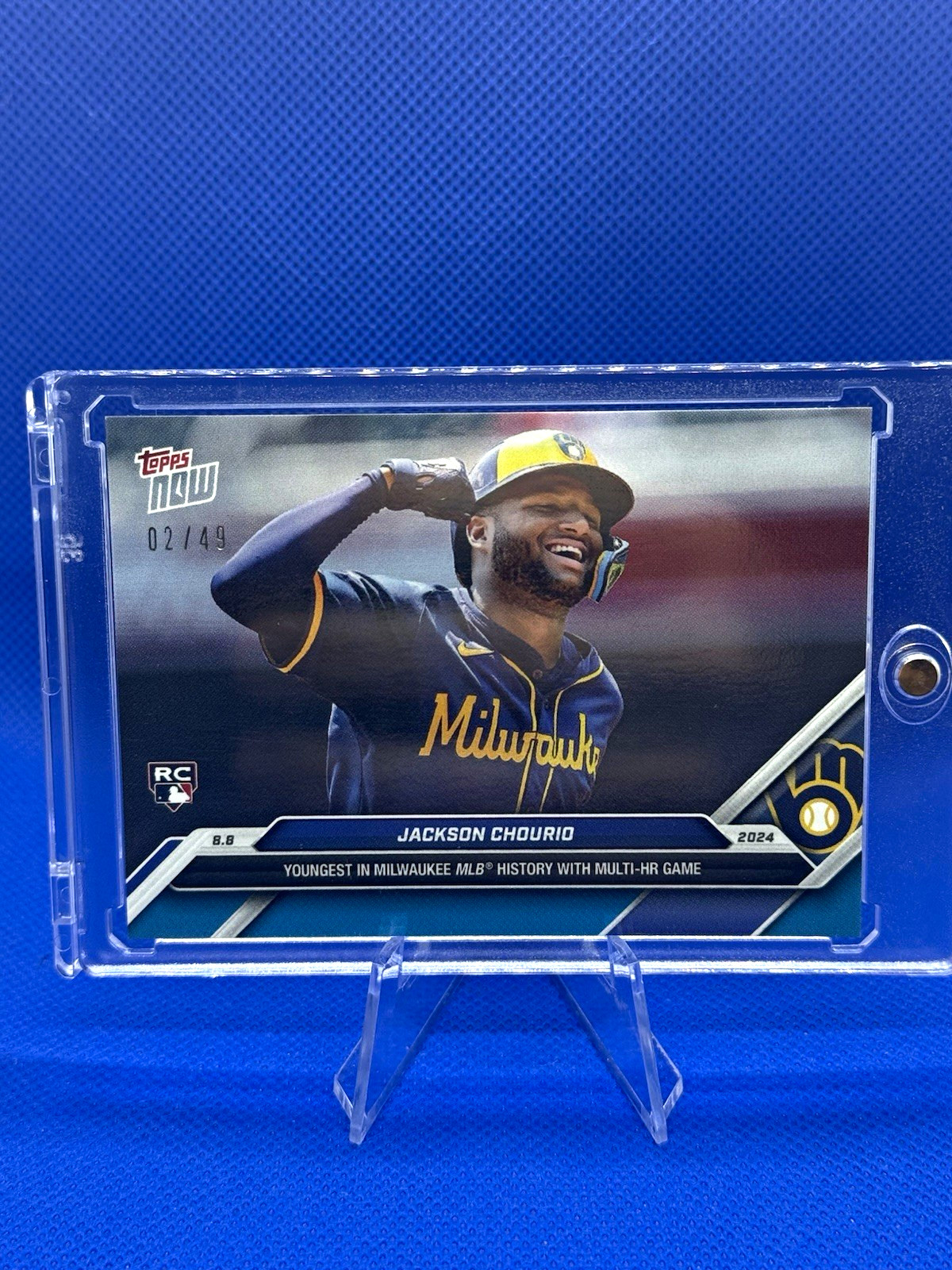 Topps 2024 Topps Now Jackson Chourio RC Rookie Blue /49 #533 Brewers