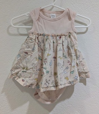 Nordstrom Newborn Baby Girl s Light Pink Garden Animal Themed Dress One Piece 