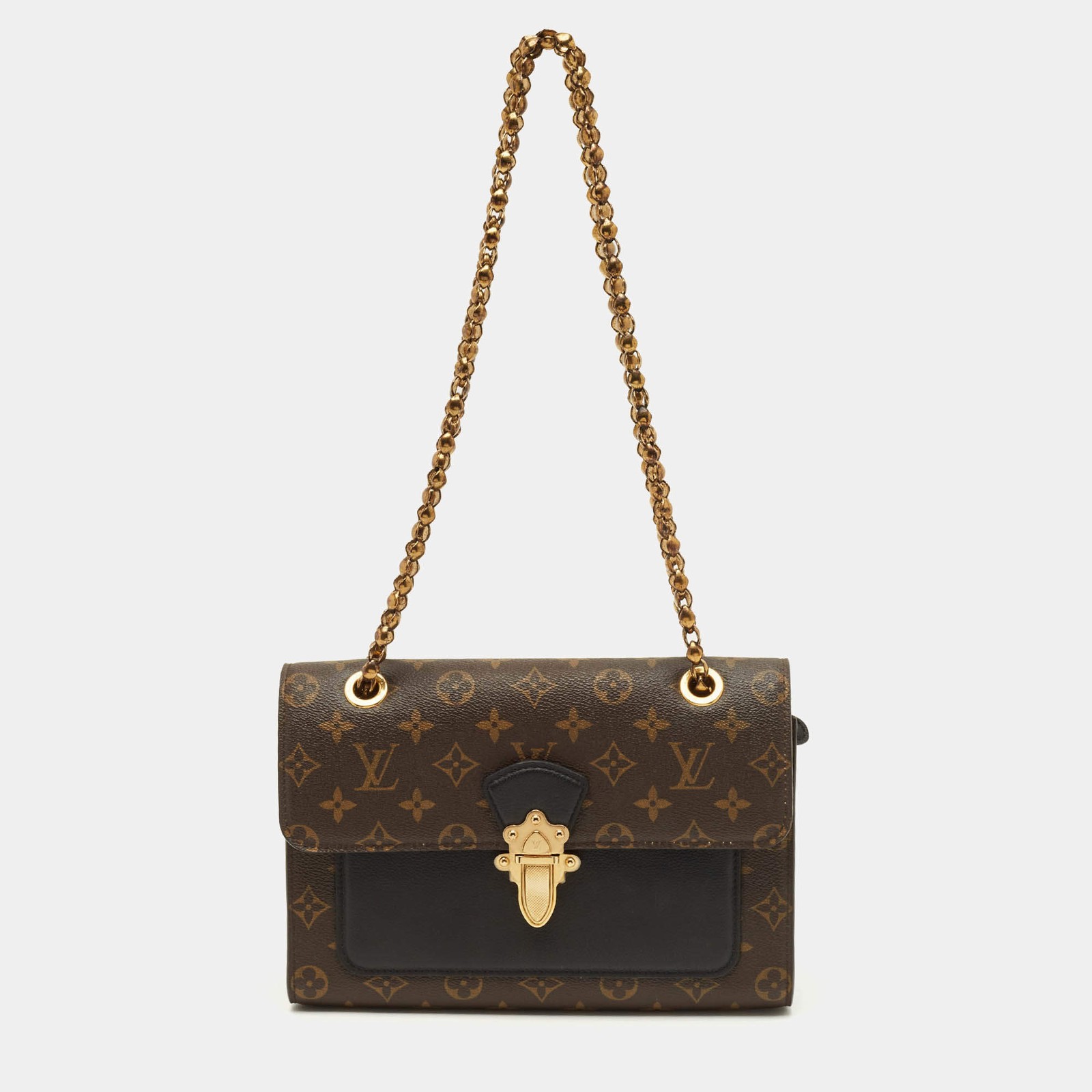 Louis Vuitton Victoire Black Monogram Canvas and Leather Shoulder Bag