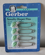 Gerber Novelty Cloth Diaper Pins Turtles NOS 4 Pins Vintage