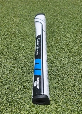 SuperStroke White/Blue Pistol GT Traxion 2.0 Putter Grip, Lightweight Golf Grip