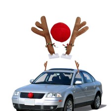 Christmas Car Reindeer Antlers and Nose Decorations Kit Vehicle Costume Plush...