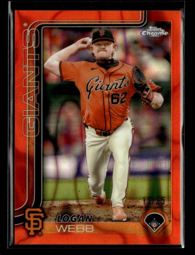 Logan Webb 2025 Topps Chrome Baseball Orange Lava Refractor 12/25 Giants