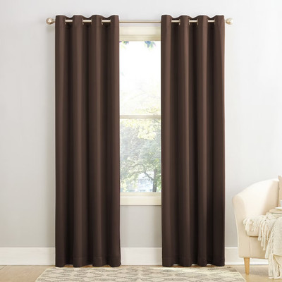 54''x95'' Sun Zero Room Darkening Seymour Grommet Curtain Panel Brown