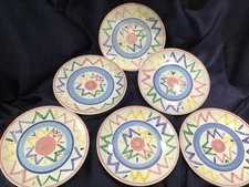 6 CALECA SOLE SALAD PLATES MADE IN ITALY! HAND PAINTED! EXCELLENT!