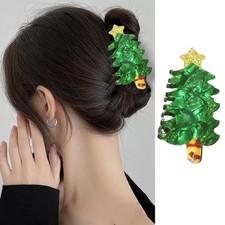 Christmas Hair Claw Clips - 1Pcs Green Christmas Tree Hair Clips Nonslip Acry...