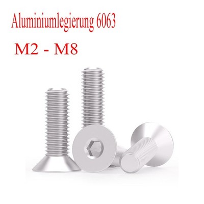 Senkkopfschrauben M2 M3 M4 M5-M8 Aluminiumlegierung Innensechskant Senkschraube