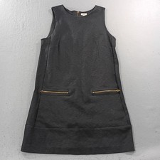J.Crew Shift Dress Womens Small Gold Zip Pockets Sleeveless Stretch Black