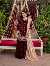 Heavy Viscose Velvet Top And Palazzo With Fancy Dupatta For Wedding  Function