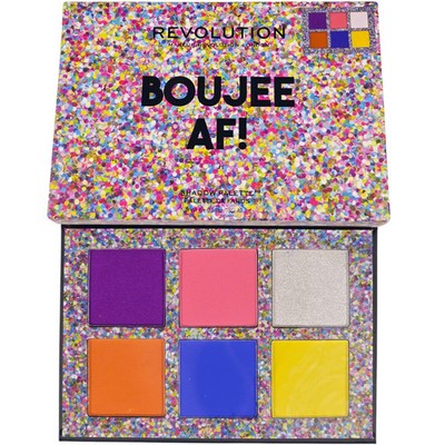 Revolution Boujee AF! Eye Shadow Palette 6 Bright Rainbow Pigment Shades NIB