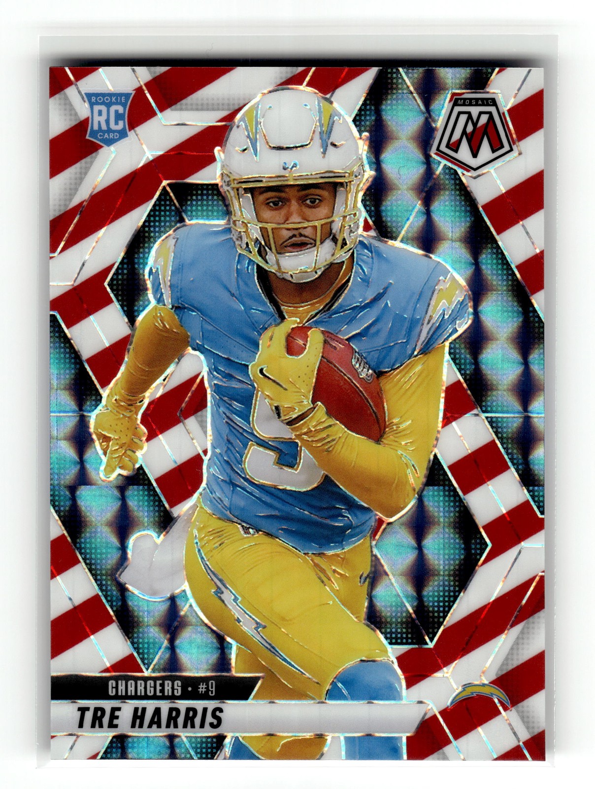Tre Harris 2025 Panini Mosaic #326 Rookie Chargers Mosaic Red White Stripe RC