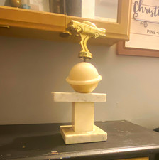 Auto Racing Trophy Gold Metal Cup Topper White Marble Base Engravable