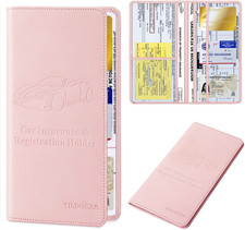 Leather Car Registration  Insurance Card Holder with Magnetic Shut-Car Document