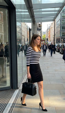 Brand New MANGO Black & White Striped Colour Block Dress Size XL 14