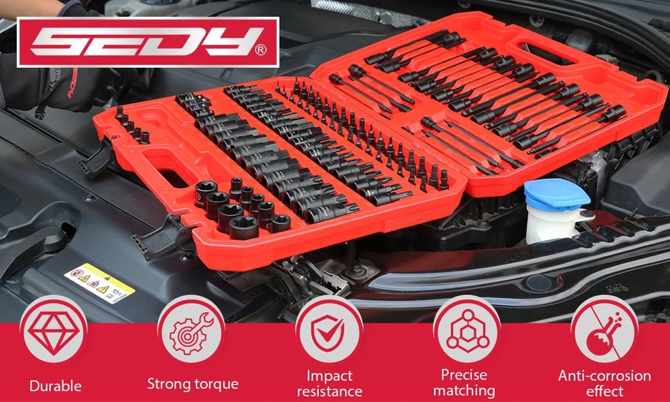 112Pcs Torx and Allen Bit Socket Set 1/4" 3/8" 1/2" Drive Bit Socket Adapter Hex - image 2 of 4