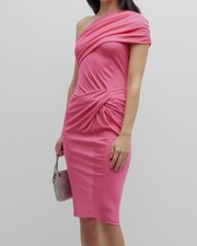 Stella McCartney Women's Pink Silk Ruched One-Shoulder Dress Size 42