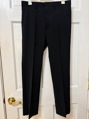 Bally of Switzerland Black Suit Pants Trousers Wool Black Zip Italy Designer 34