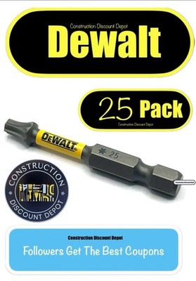 Bulk 25 Pack Dewalt Maxfit Ultra Impact Ready T25 Drill Bit 2'' T-25 Torx Set