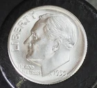 1955-P  Silver Dime Superb Gem highly reflective MS++  Key Date ** SPIKE HEAD **