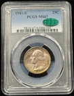 PCGS MS67 1941-S US Washington Quarter Silver Coin 25C-164 CAC Sticker