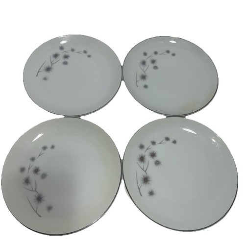 VTG Set Of 4 Creative Fine China #1014 Platinum Starburst 6.25” Saucers Japan - Picture 1 of 13