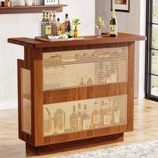 Tribesigns 4-Tier Bar Table with Stemware Holder Storage Shelves for Home Pub