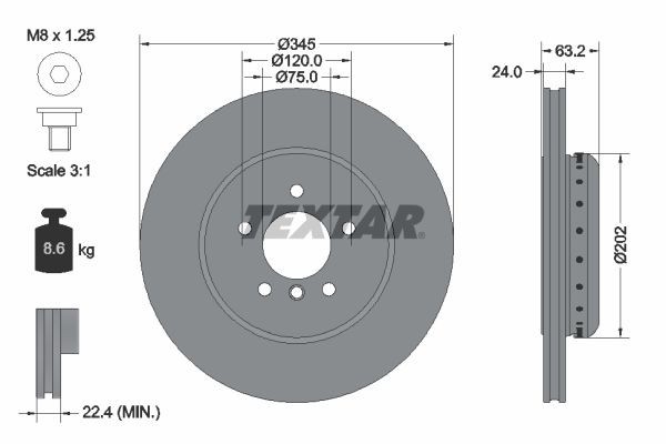 2 X Bremsscheibe Textar 92182525 FüR BMW 5Er 6Er-image