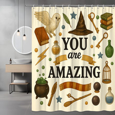 Magical Owl Shower Curtain - You Are Amazing, Fun Design, Kids Room Decor