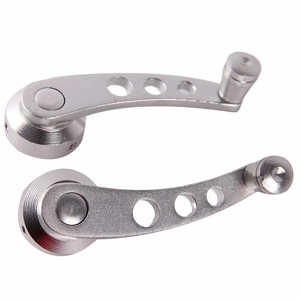 Manija de puerta manual de aluminio cromado universal para automóvil 2 piezas manivela bobinadora de ventana Foto 4 de 4