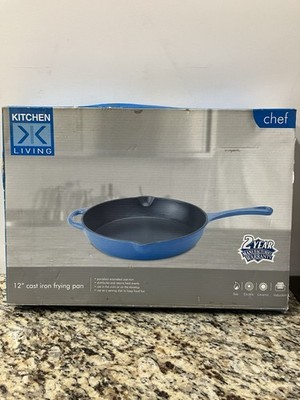 Kitchen Living Chef 12  Cast Iron Porcelain Enameled Frying Pan Blue