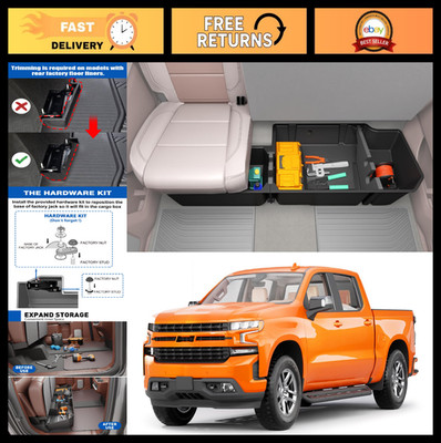 Under Seat Storage Box for Chevy Silverado GMC Sierra 1500 2500HD 3500HD - Rear