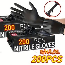 Black Nitrile Disposable Gloves Powder Free Latex Free Cleaning Tattoo Salon