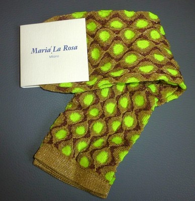 RaRe ! NwT MARIA La ROSA Milano Italy Metallic Gold Neon Devon Socks OS