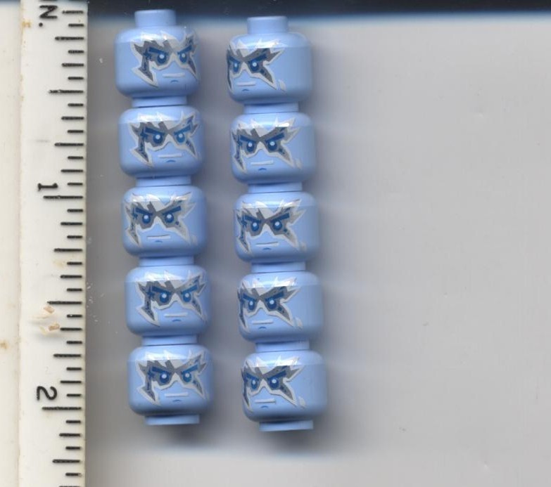 LEGO x10 Bright Light Blue Minifig, Head Male with Ice