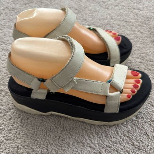 TEVA Leather Platform Sandals Size 8 Zamora Universal Adjustable Open Toe - Picture 3 of 11