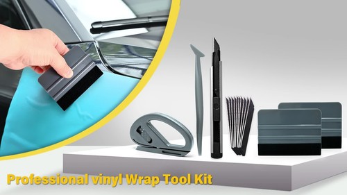 Vehicle Vinyl Wrap Window Film Application Tool Felt Squeegee, Knife & Blade Set - Video 1 of 1