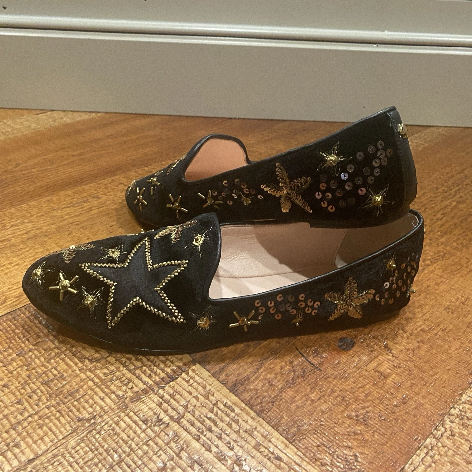 Mocassini ballerine casual Kate Spade Stelli nero velluto stella abito taglia 6 5