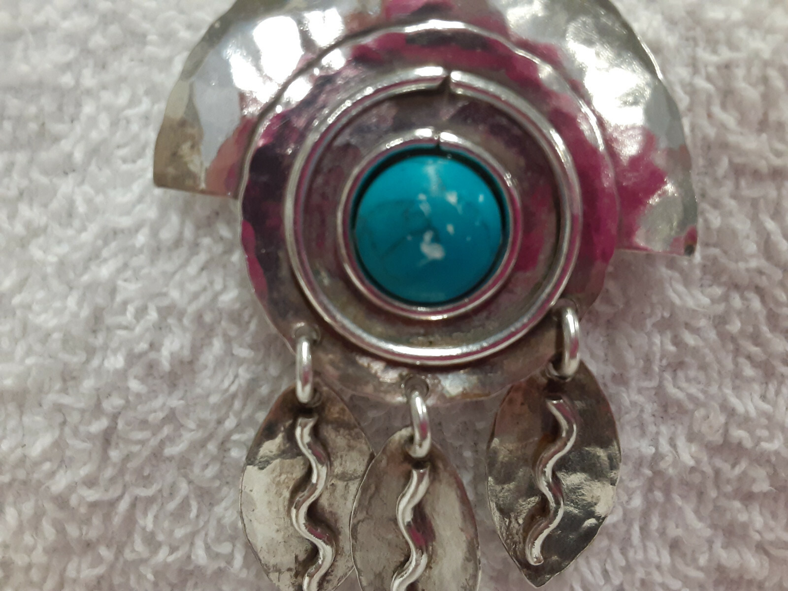 Handmade Solid Silver Beaded Necklace w/Pendant &… - image 3