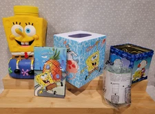 VTG Nickelodeon Spongebob Tissue Box Address Book Plankton Cup Rugrats Tin Lot