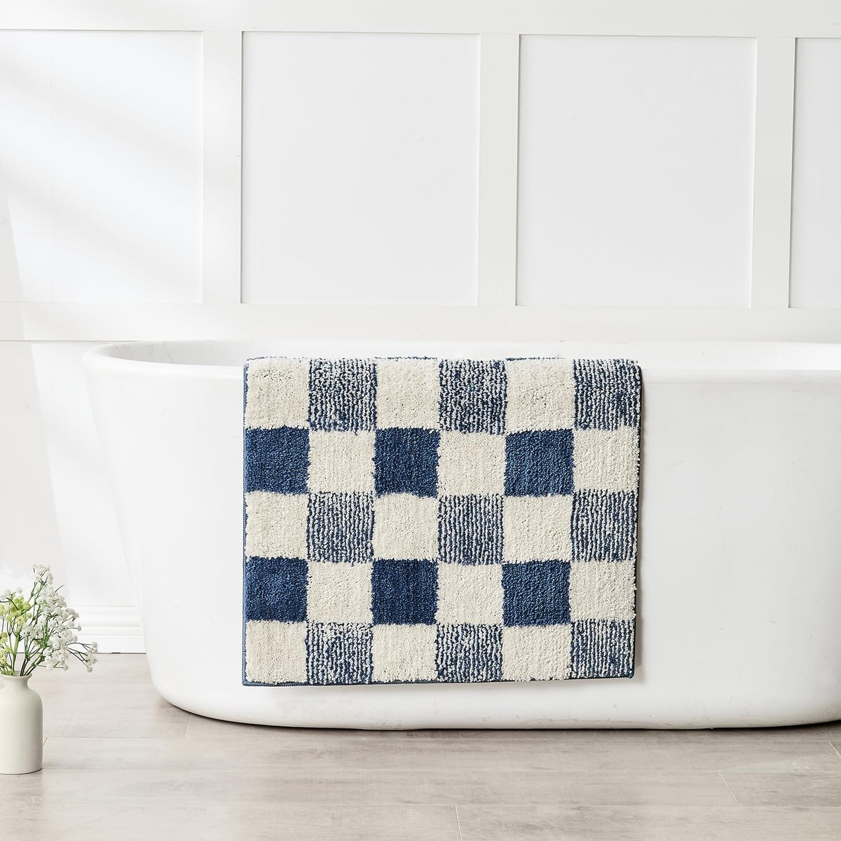 SIMPLE LIFE 浴室用マット チェック柄 Amazon.com: Sivilife Checkered Round Bathroom Rugs, Machine