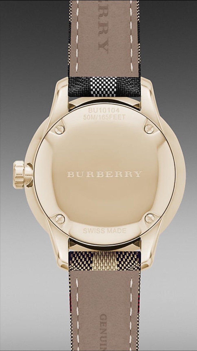 Burberry Leather Strap Gold-tone Dial Ladies Watch Bu9153  display picture 3